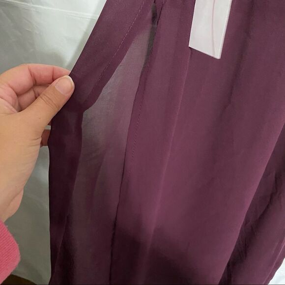 Solid Color A-Line Sleeveless Long Sheer shirt - Picture 9 of 9
